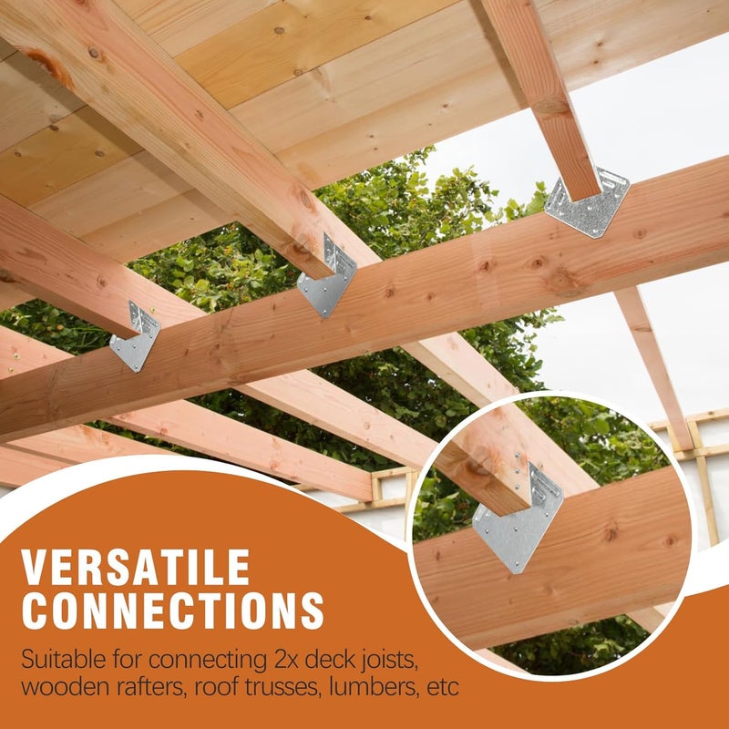 Garaook 30 Pack 16-Gauge Hurricane Ties for Rafter, Heavy Duty Hurricane Straps, Robust Hot Dip Galvanized Rafter Ties Brackets, Joist Hangers for 2X Deck Joists - Image 2